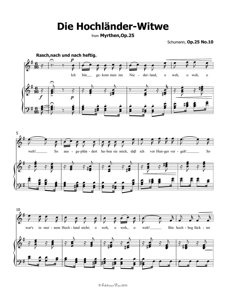 Die Hochländer, by Schumann, Op.25 No.10, in e minor Piano, Vocal scores gallery preview page 3