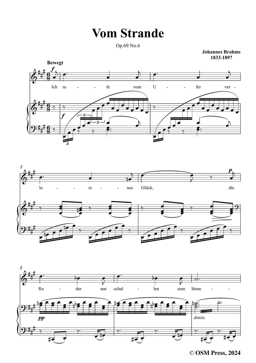 Brahms-Vom Strande,in f sharp minor Piano, Vocal scores gallery preview page 3