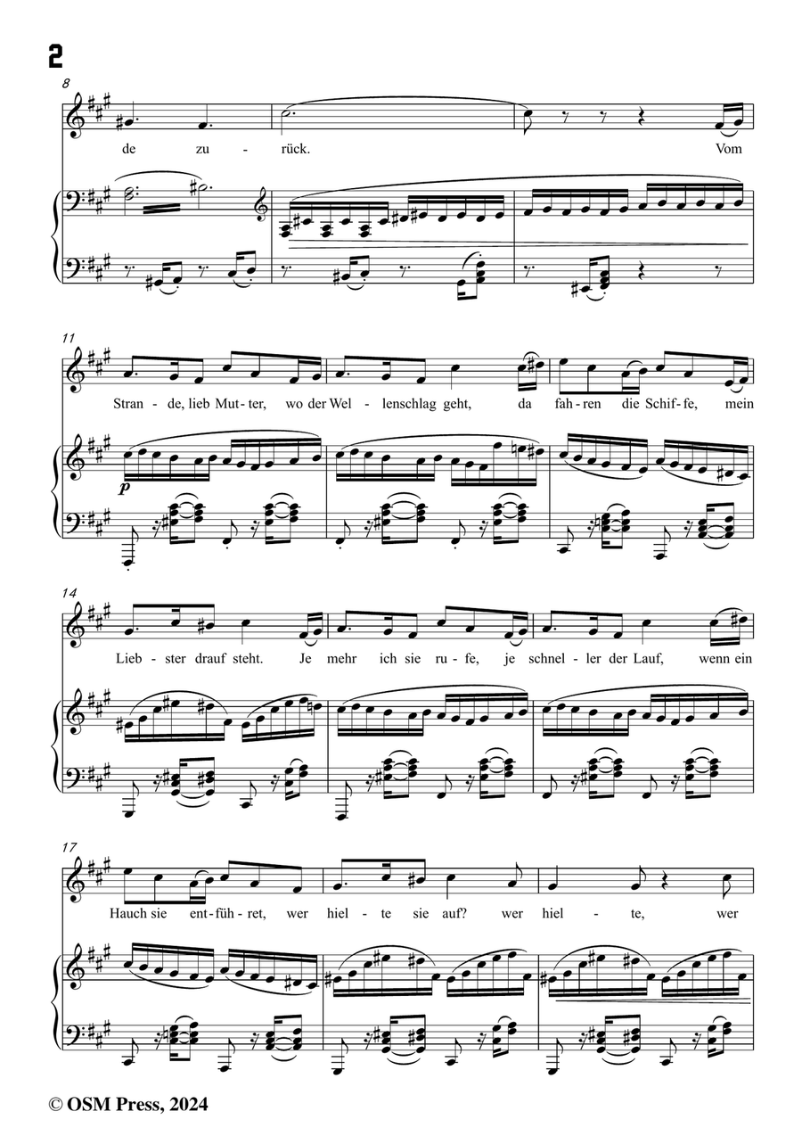 Brahms-Vom Strande,in f sharp minor Piano, Vocal scores gallery preview page 4