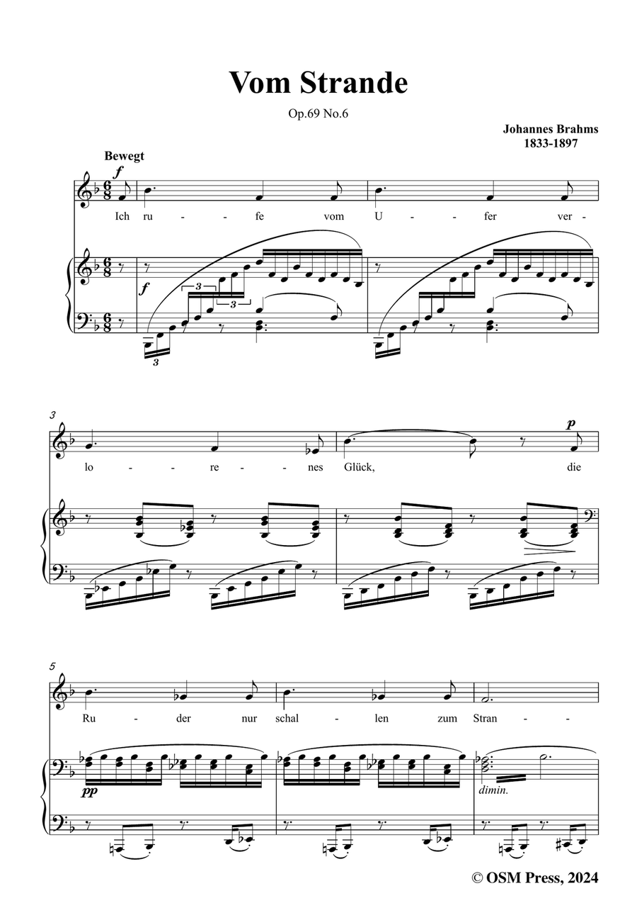 Brahms-Vom Strande,in d minor Piano, Vocal scores gallery preview page 3