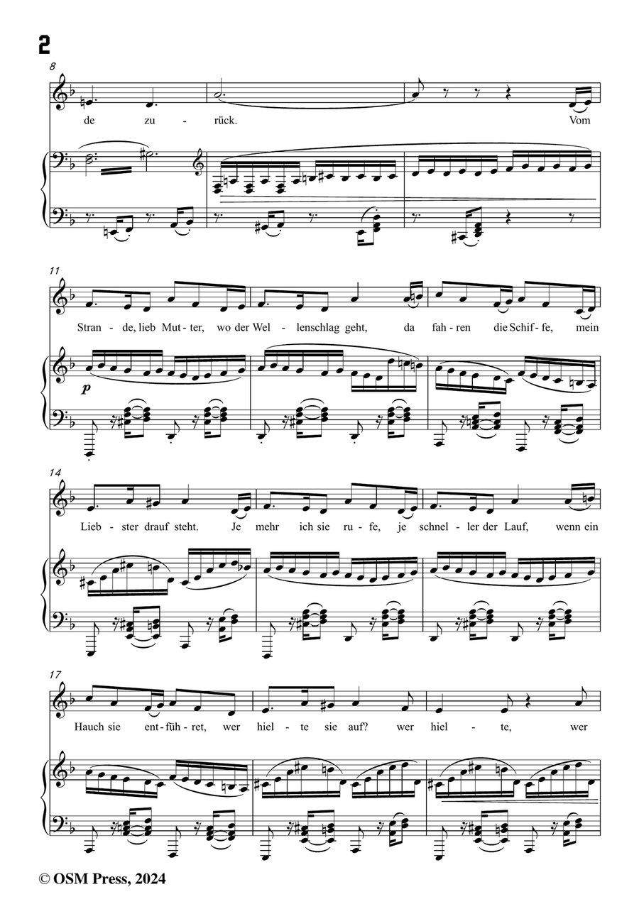 Brahms-Vom Strande,in d minor Piano, Vocal scores gallery preview page 4