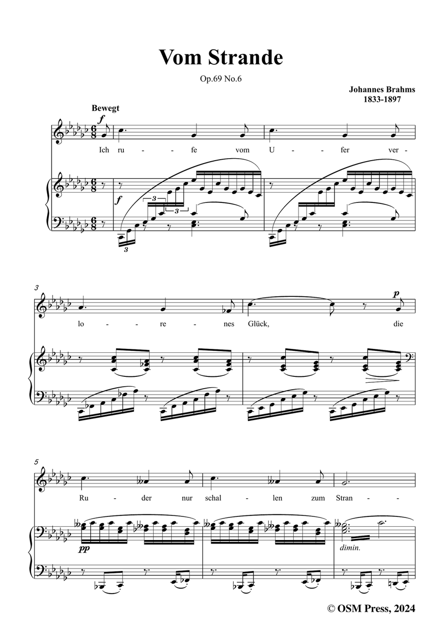 Brahms-Vom Strande,in e flat minor Piano, Vocal scores gallery preview page 3