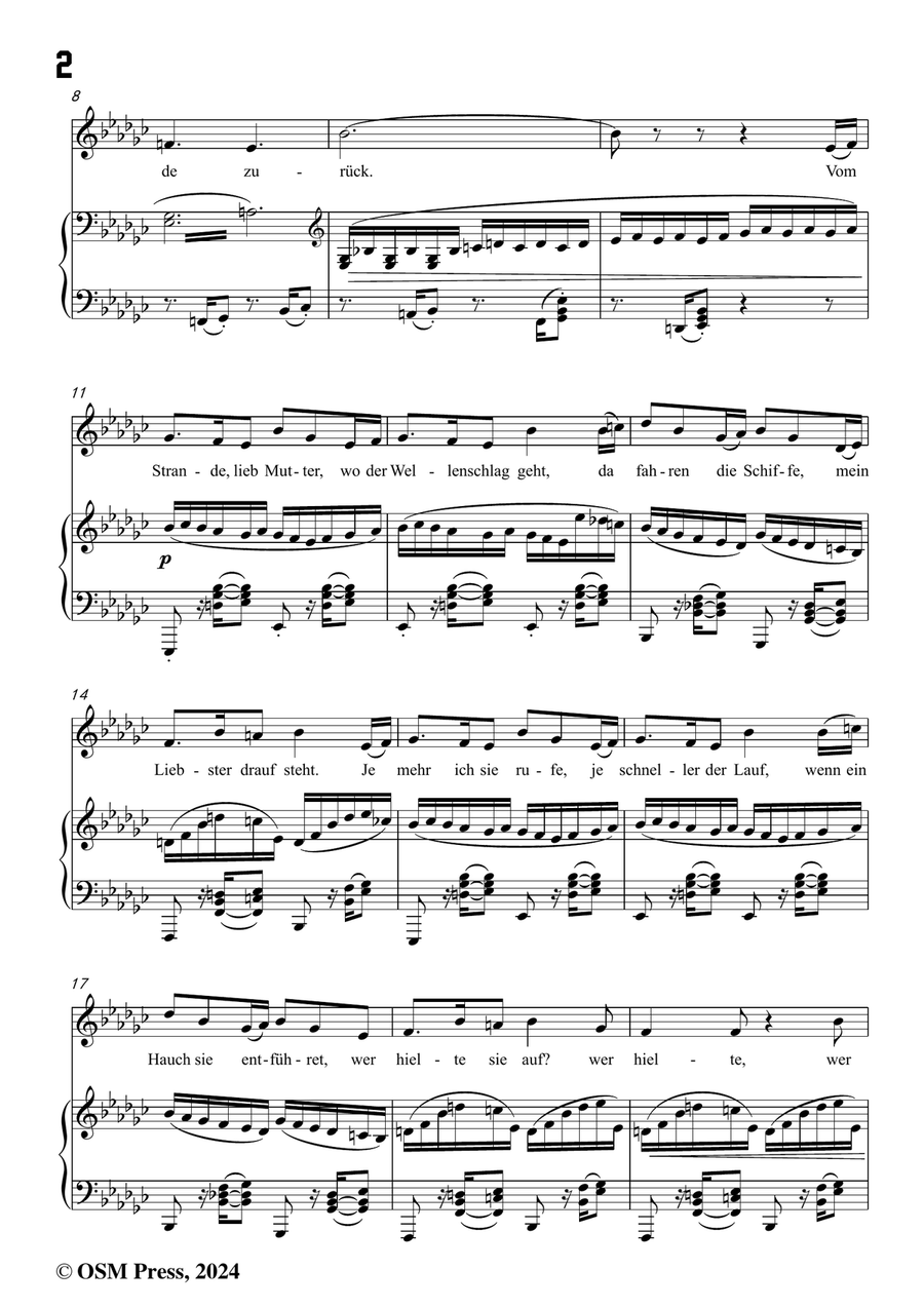Brahms-Vom Strande,in e flat minor Piano, Vocal scores gallery preview page 4