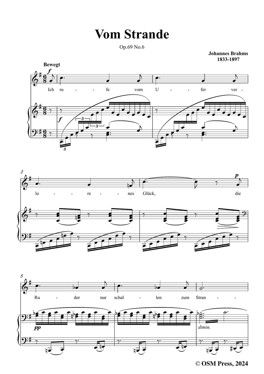 Brahms-Vom Strande,in e minor Piano, Vocal scores gallery preview page 3