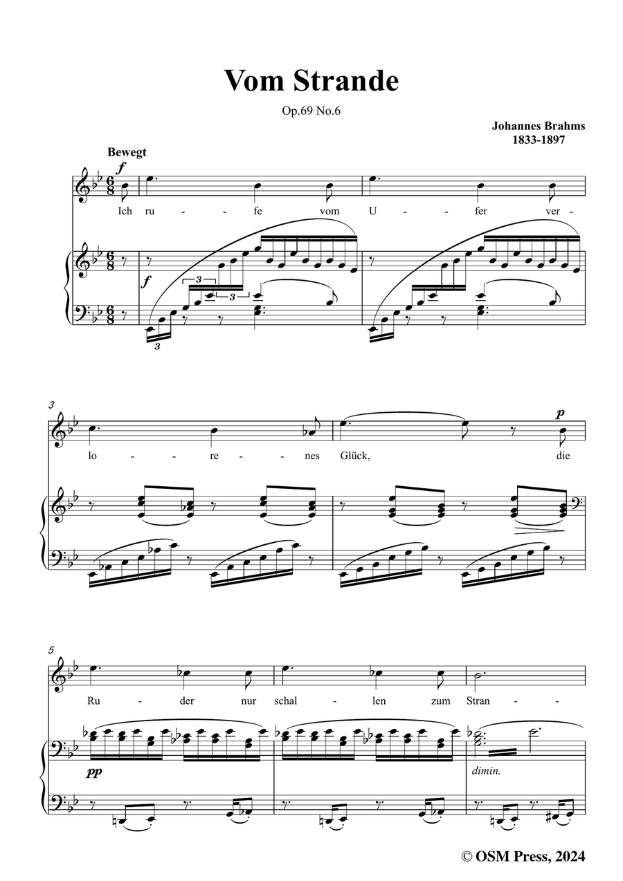 Brahms-Vom Strande,in g minor Piano, Vocal scores gallery preview page 3