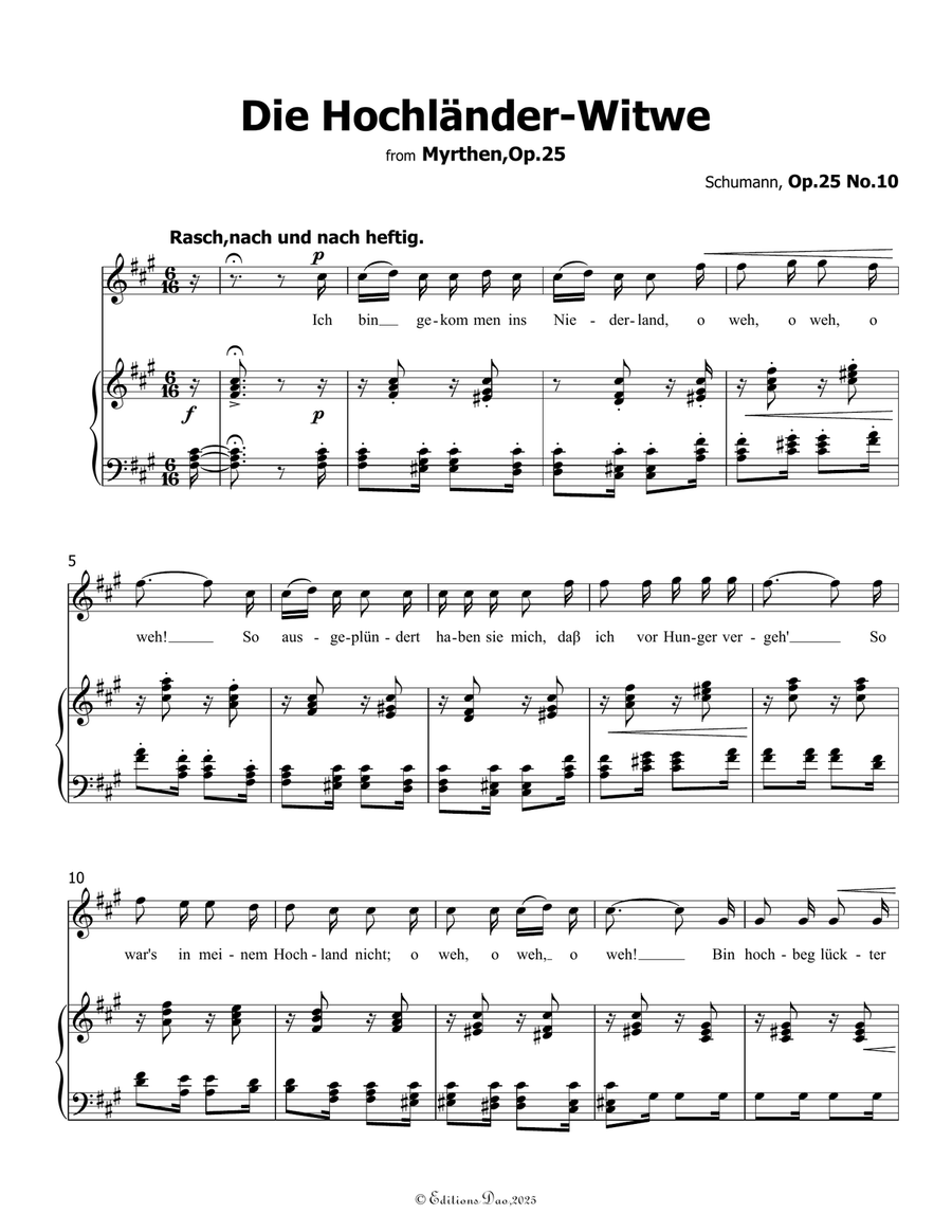 Die Hochländer, by Schumann, Op.25 No.10, in f sharp minor Piano, Vocal scores gallery preview page 3