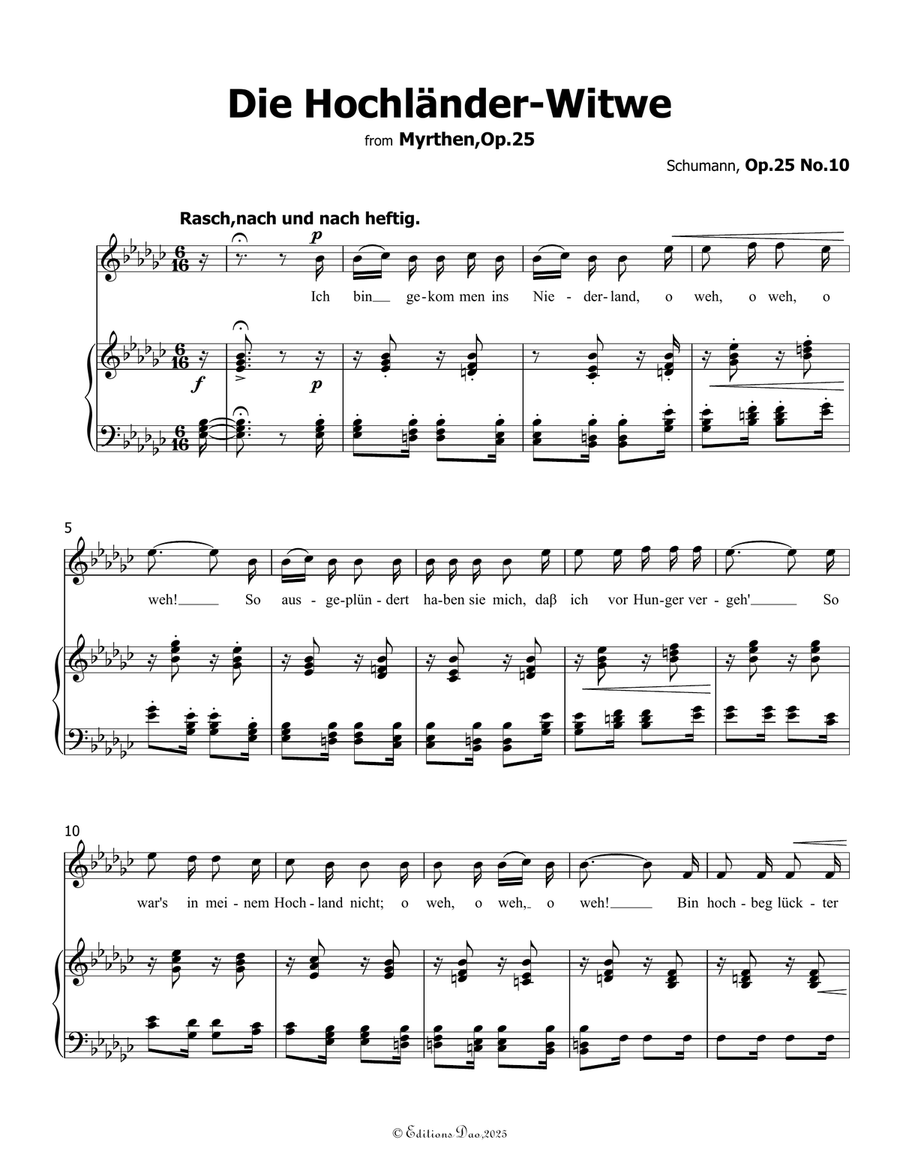 Die Hochländer, by Schumann, Op.25 No.10, in e flat minor Piano, Vocal scores gallery preview page 3