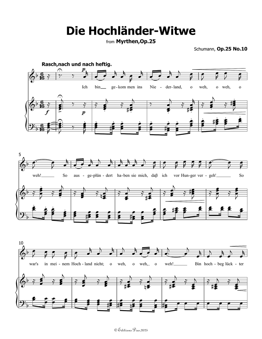 Die Hochländer, by Schumann, Op.25 No.10, in d minor Piano, Vocal scores gallery preview page 3