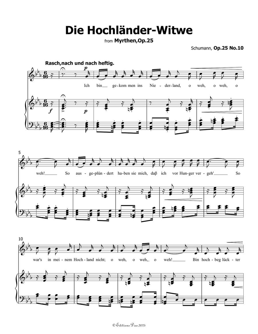 Die Hochländer, by Schumann, Op.25 No.10, in c minor Piano, Vocal scores gallery preview page 3