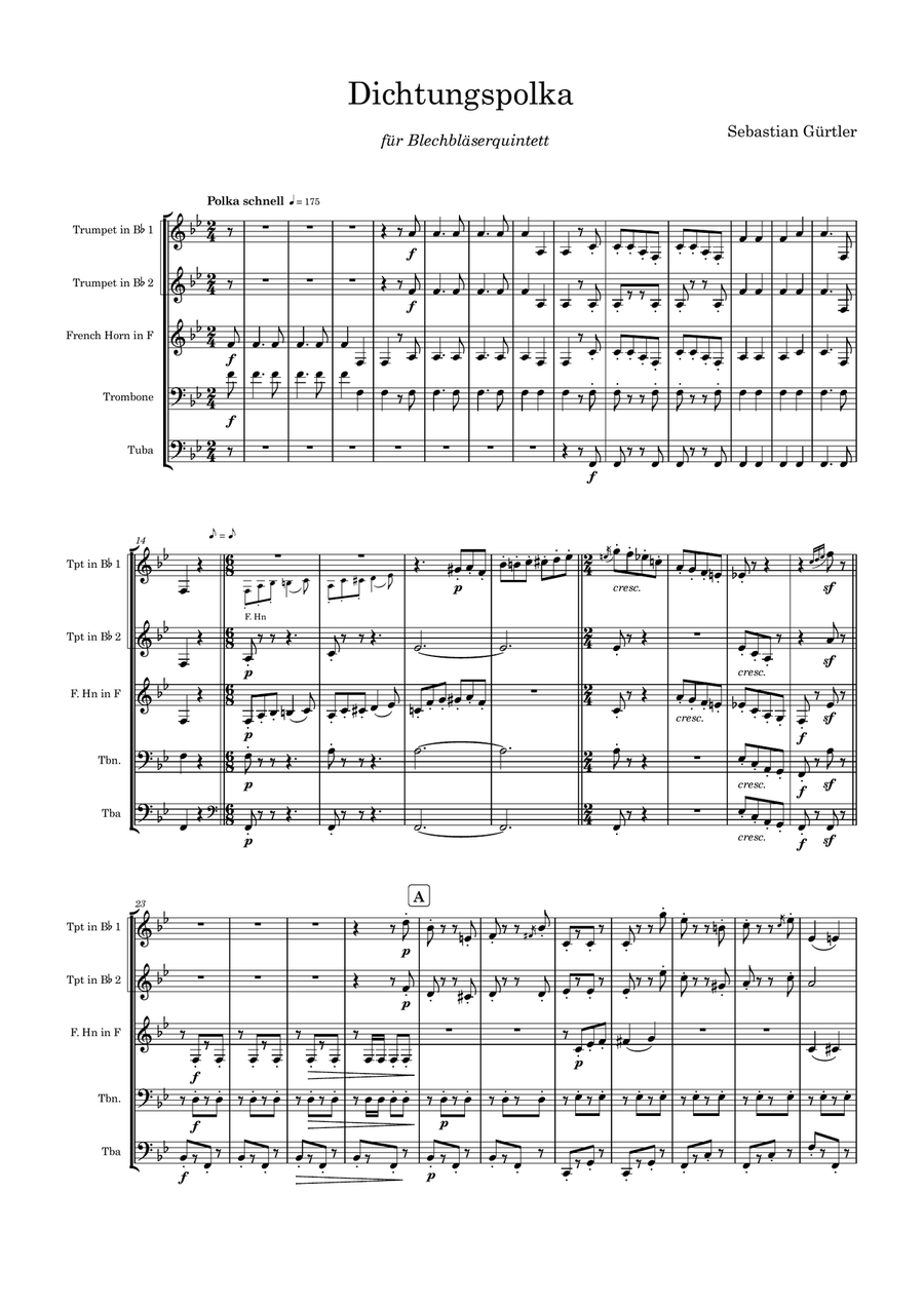 Dichtungspolka Dichtungspolka Brass Quintet scores gallery preview page 1