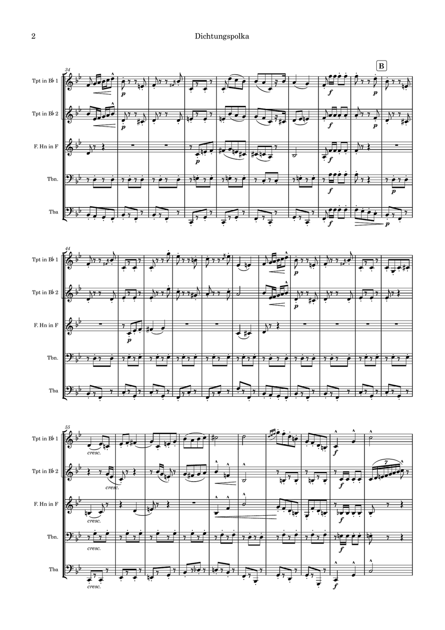 Dichtungspolka Dichtungspolka Brass Quintet scores gallery preview page 2
