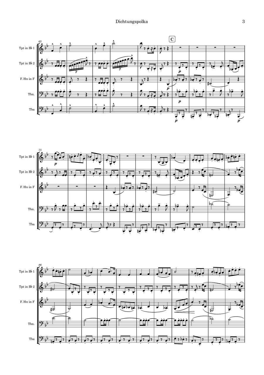Dichtungspolka Dichtungspolka Brass Quintet scores gallery preview page 3
