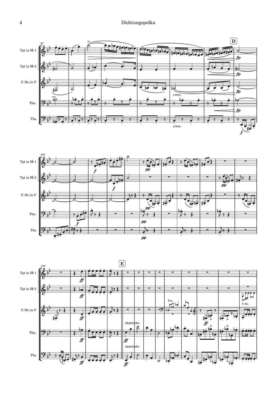 Dichtungspolka Dichtungspolka Brass Quintet scores gallery preview page 4