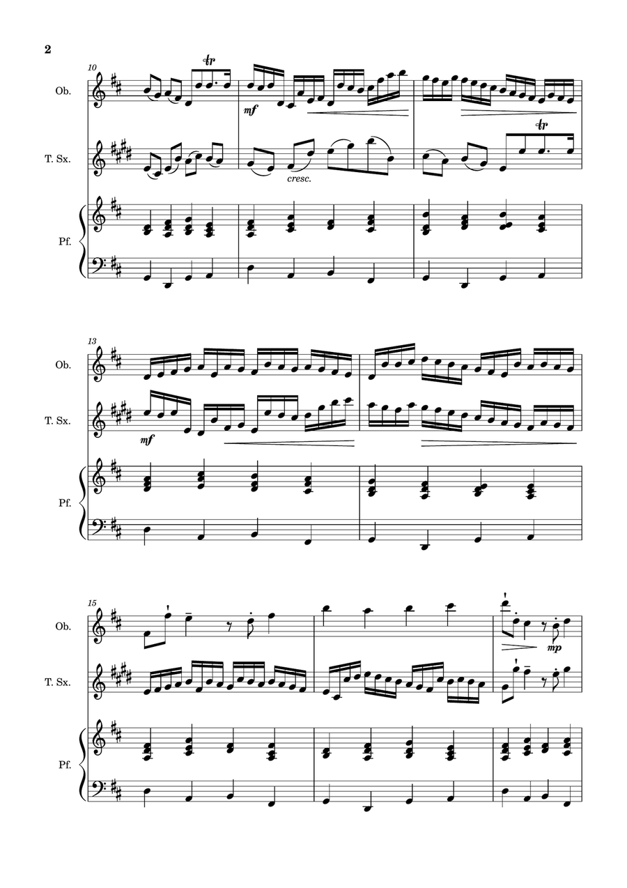 Canon in D Major, P.37; T.337. Oboe, T. Sax and Piano. Score and Parts Woodwind Duet scores gallery preview page 2
