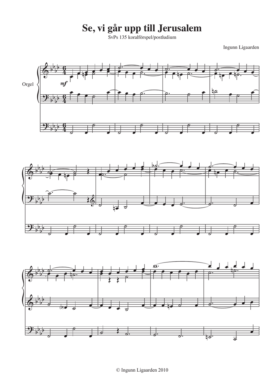 Se, vi går upp till Jerusalem Organ Solo scores gallery preview page 1