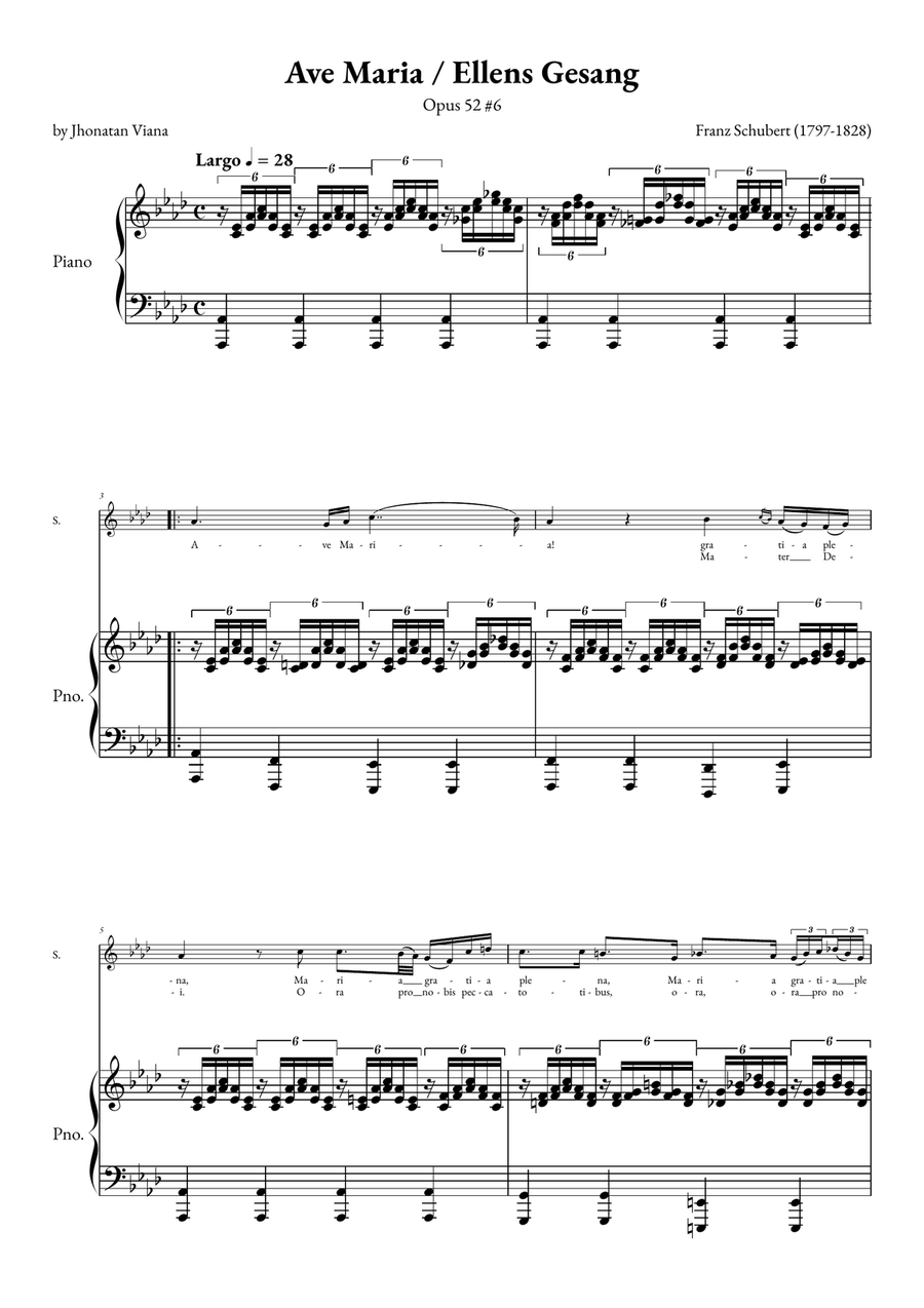 Ave Maria - Ellens Gesand Soprano Voice scores gallery preview page 1