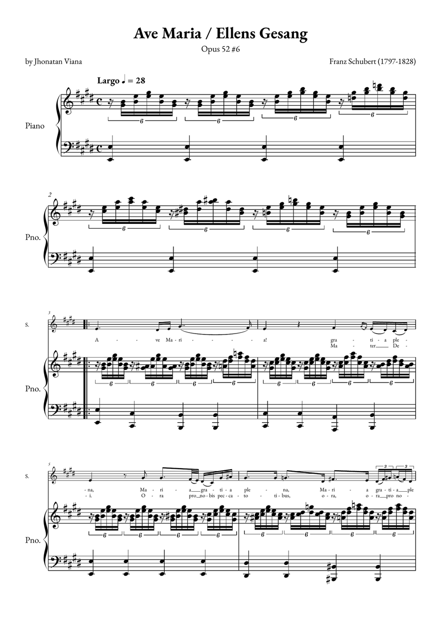Ave Maria - Ellens Gesand Soprano Voice scores gallery preview page 1