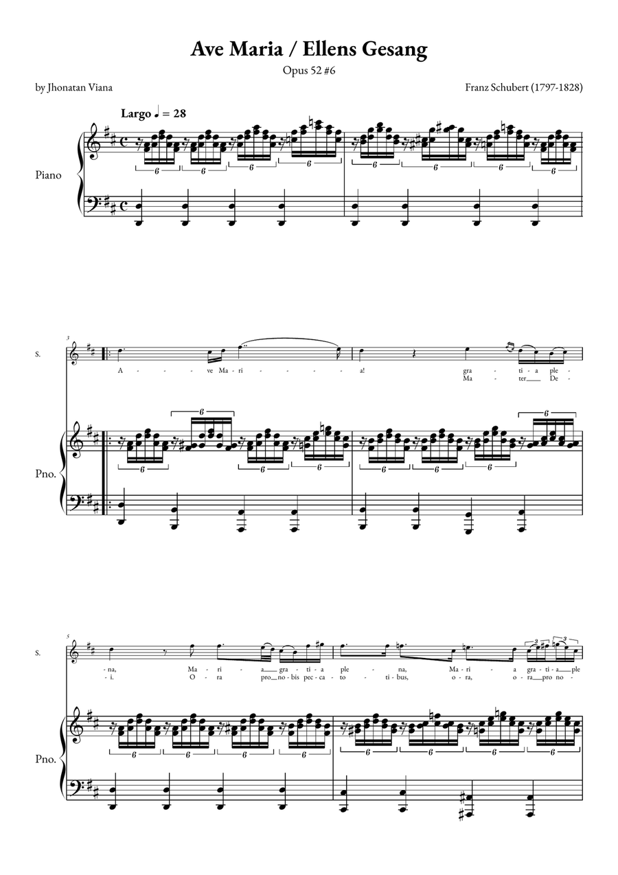 Ave Maria - Ellens Gesand Soprano Voice scores gallery preview page 1
