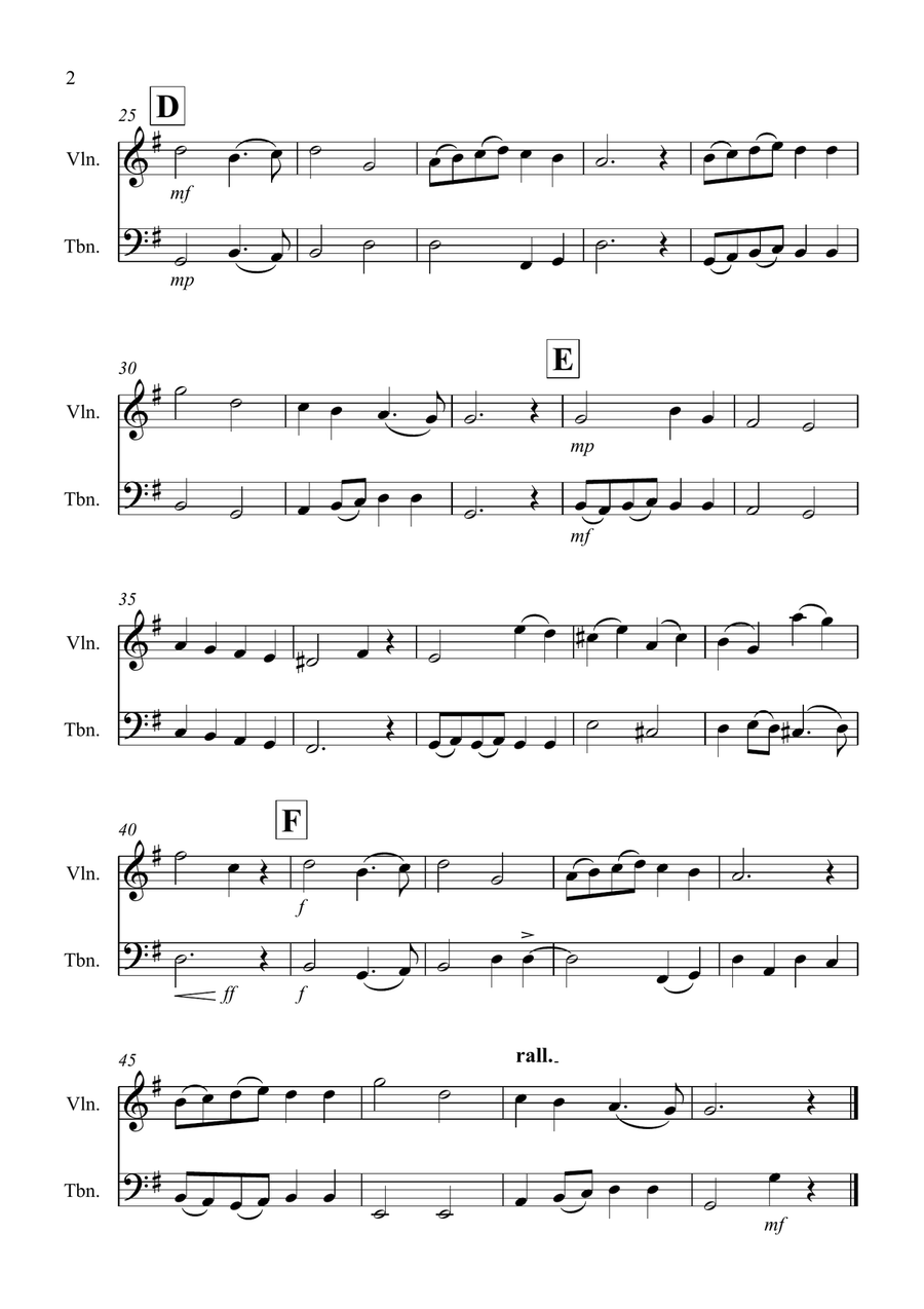 Thine Be The Glory for Violin and Trombone Duet Trombone scores gallery preview page 2