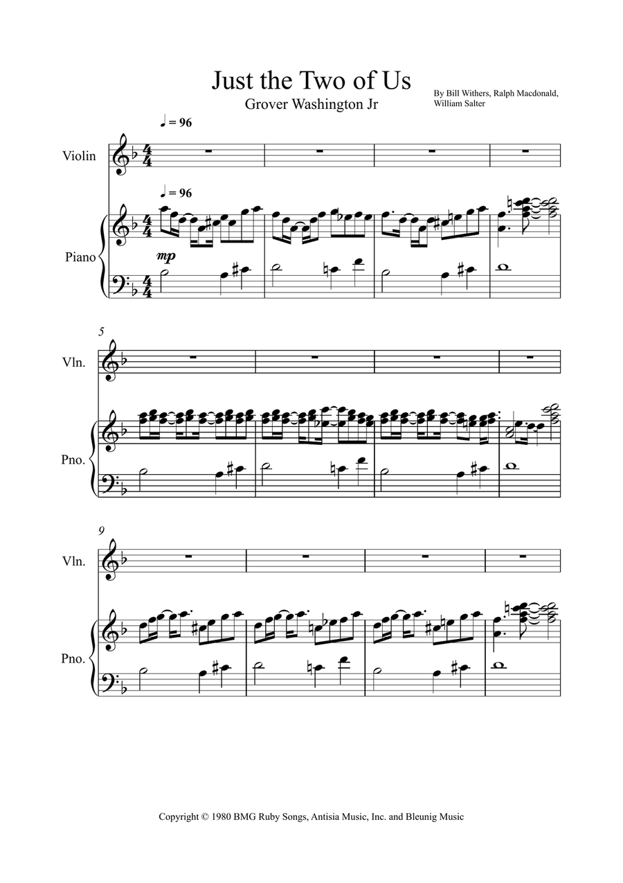 Just The Two Of Us Just The Two Of Us Violin Solo scores gallery preview page 1