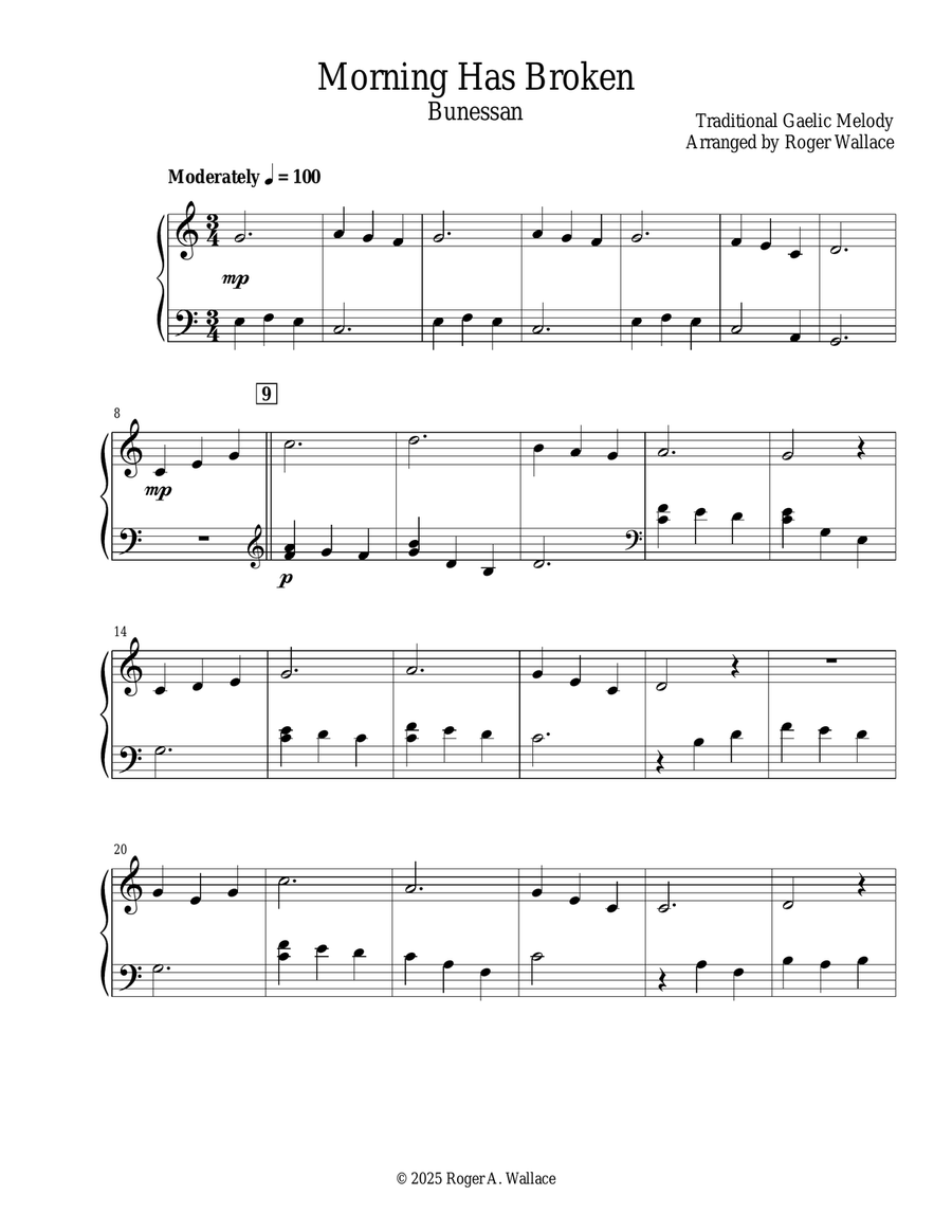 Morning Has Broken (Piano Solo) Piano Solo scores gallery preview page 1