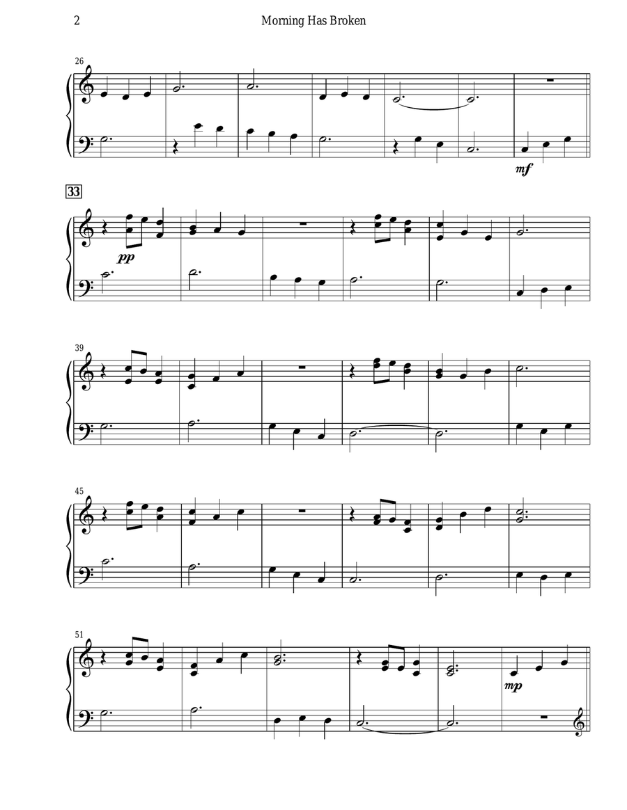 Morning Has Broken (Piano Solo) Piano Solo scores gallery preview page 2