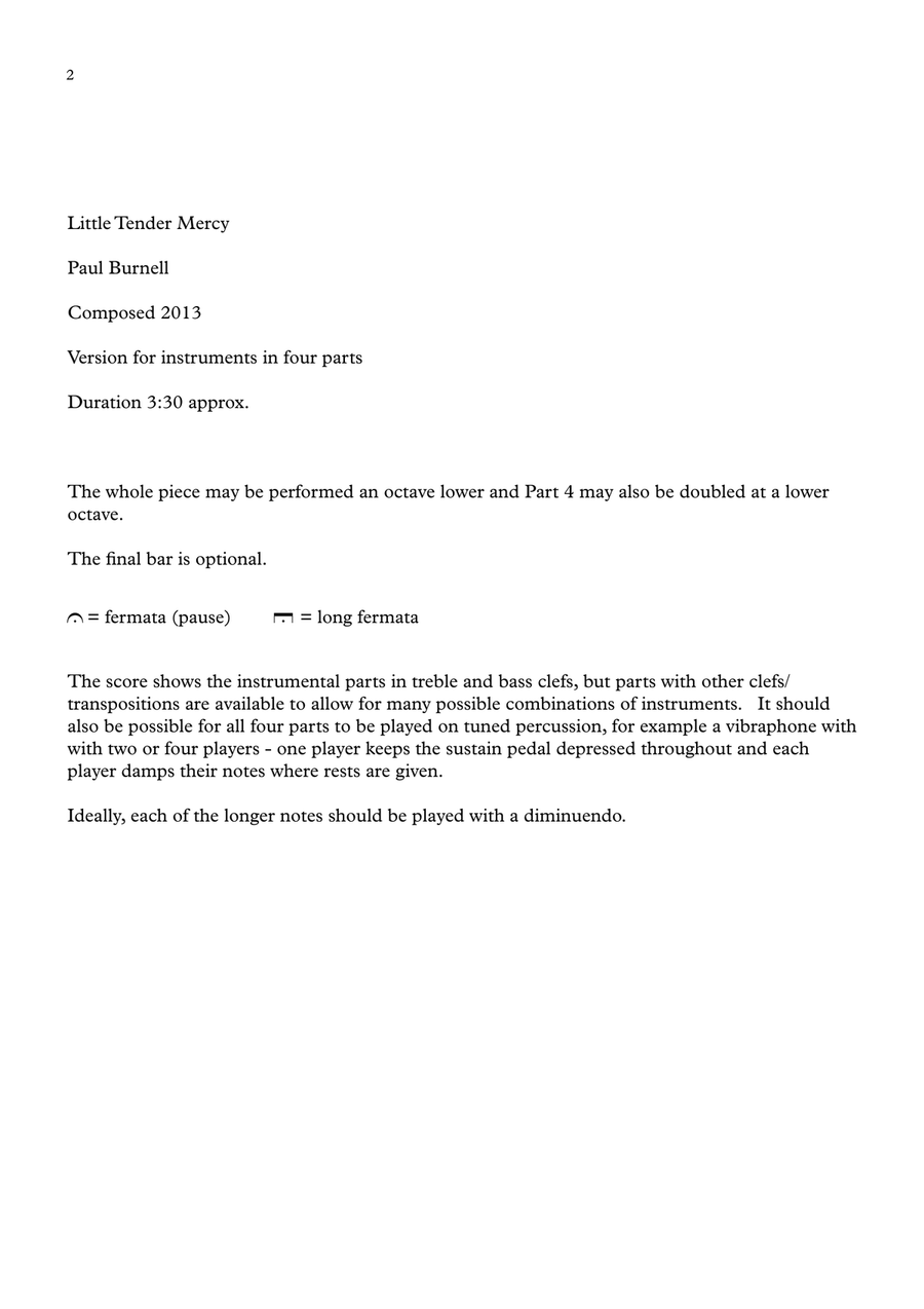 Little Tender Mercy, for instruments in four parts - Score and Parts 4-Part scores gallery preview page 2