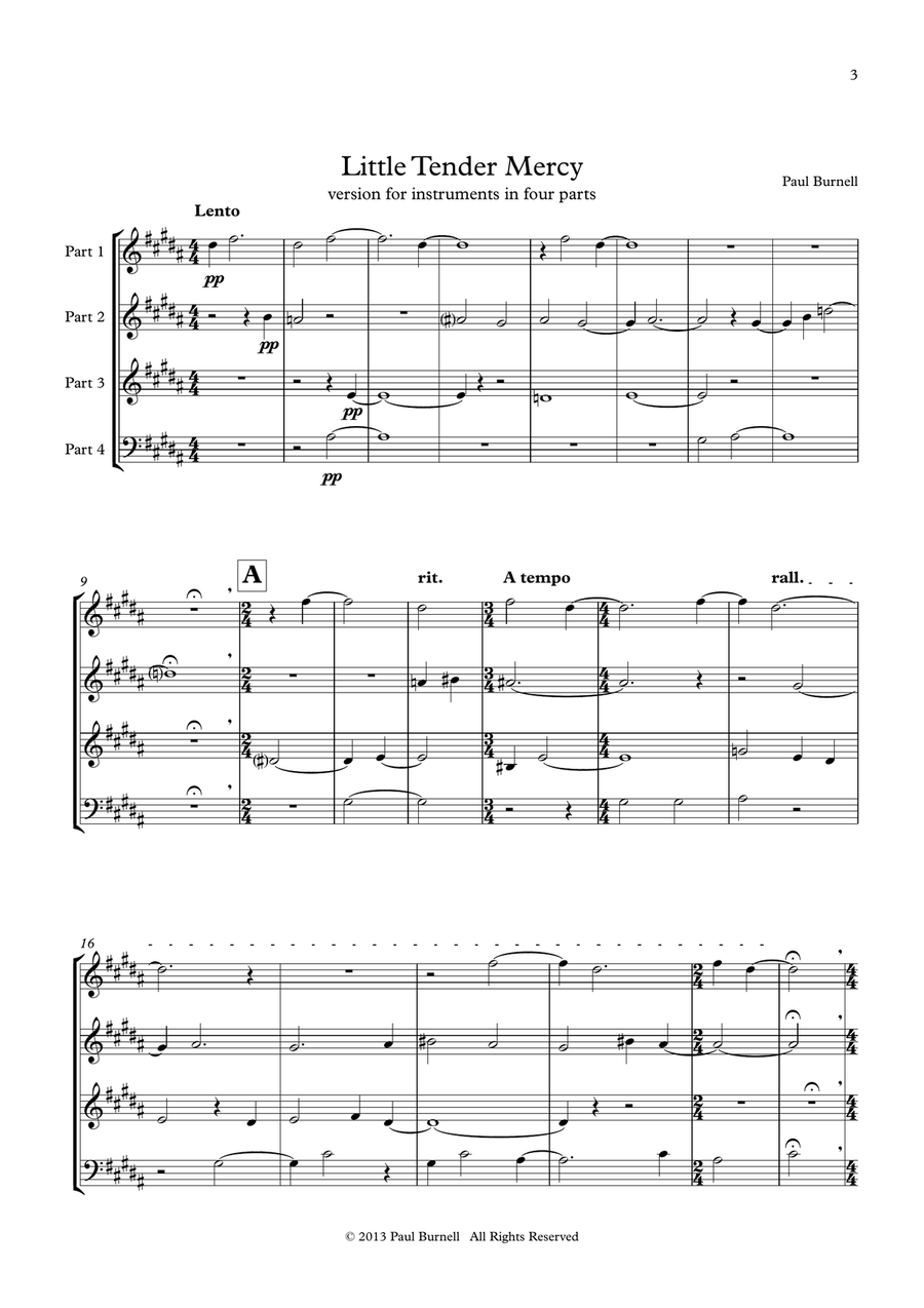 Little Tender Mercy, for instruments in four parts - Score and Parts 4-Part scores gallery preview page 3
