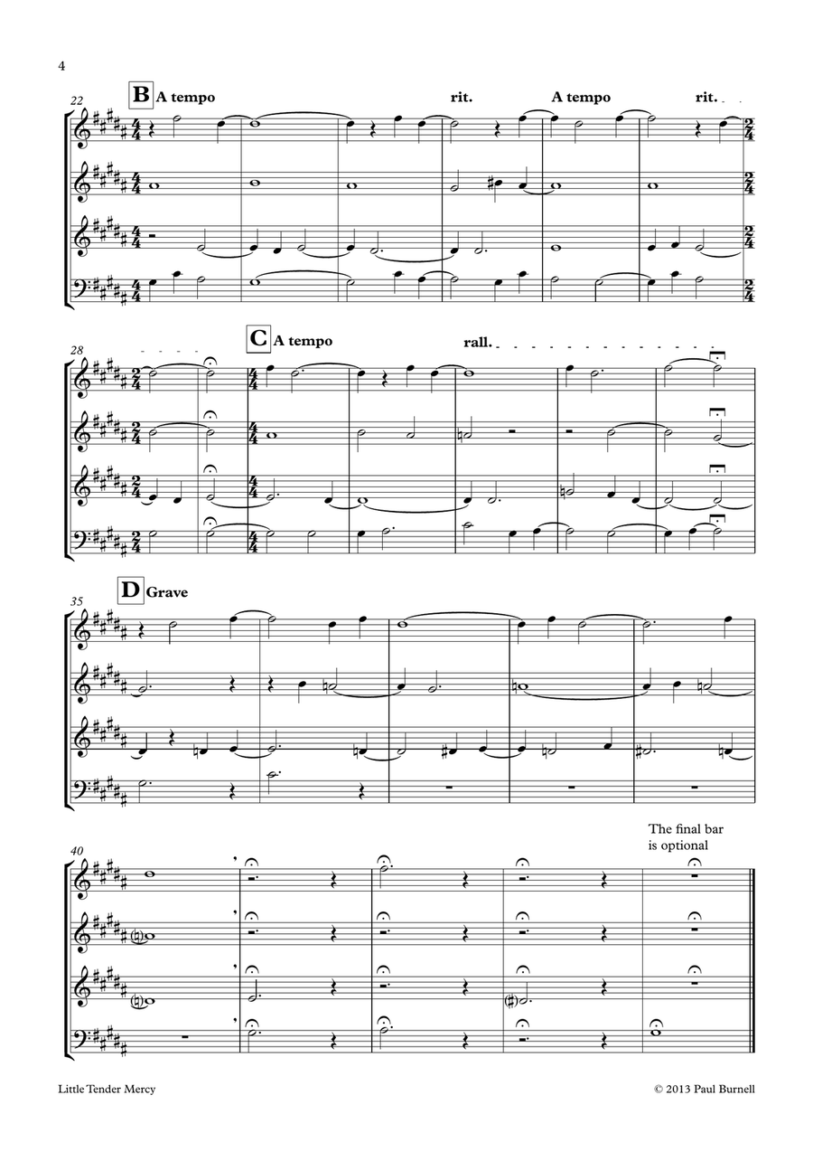 Little Tender Mercy, for instruments in four parts - Score and Parts 4-Part scores gallery preview page 4