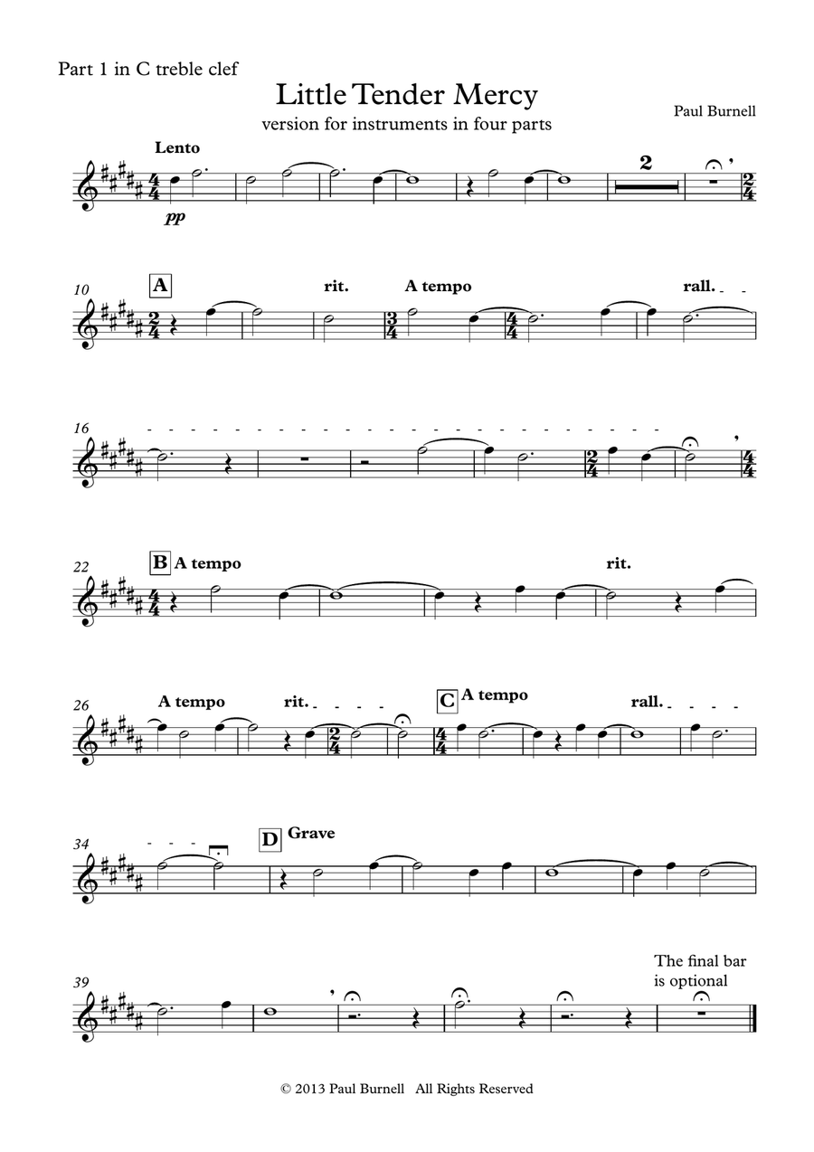 Little Tender Mercy, for instruments in four parts - Score and Parts 4-Part scores gallery preview page 5