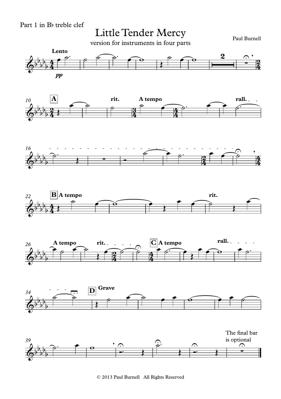 Little Tender Mercy, for instruments in four parts - Score and Parts 4-Part scores gallery preview page 6