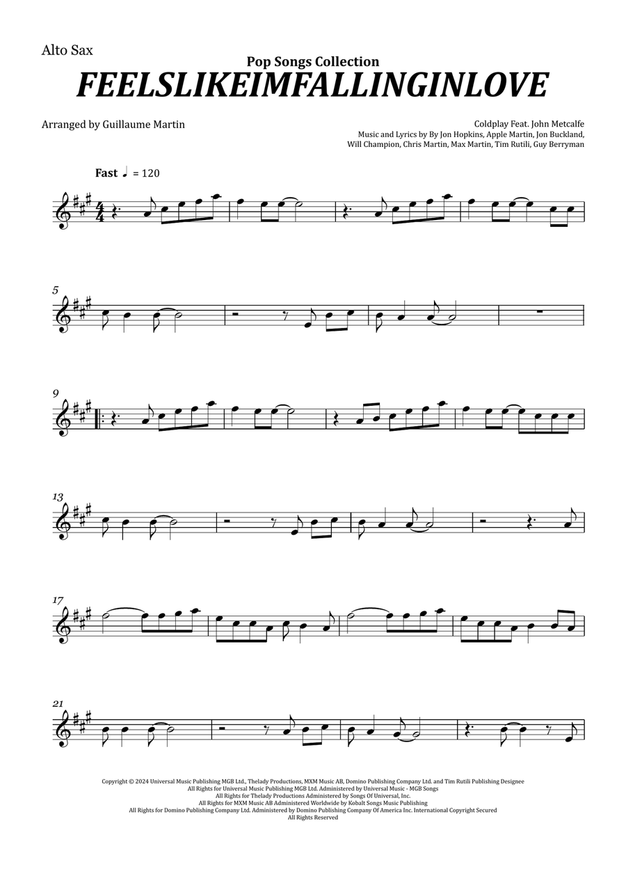 Feelslikeimfallinginlove Alto Saxophone scores gallery preview page 1