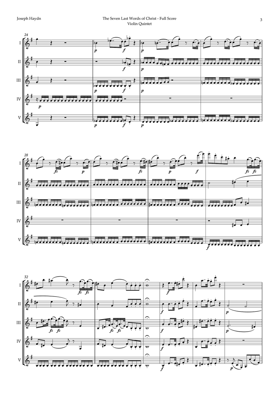 The Seven Last Words of Christ by Haydn for Violin Quintet String Quintet scores gallery preview page 3