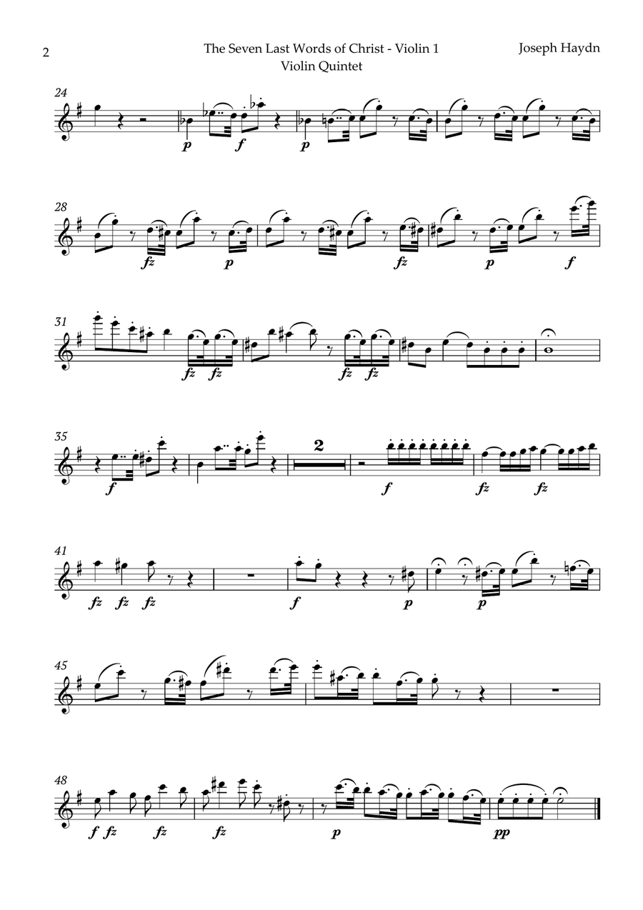 The Seven Last Words of Christ by Haydn for Violin Quintet String Quintet scores gallery preview page 6
