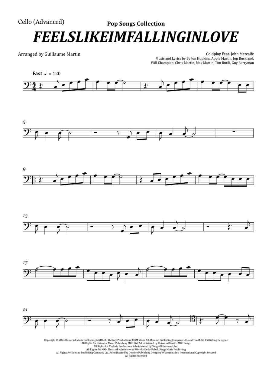 Feelslikeimfallinginlove Cello Solo scores gallery preview page 1