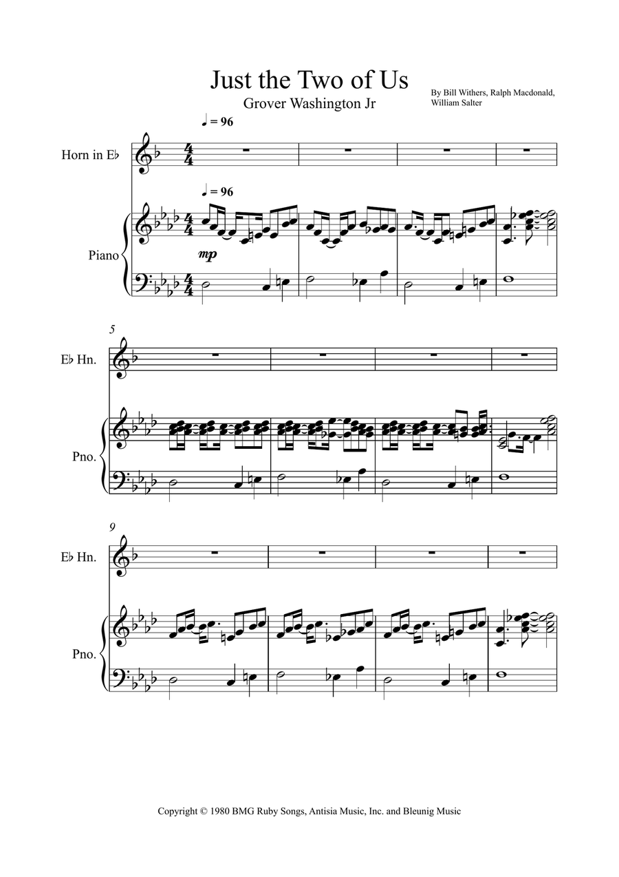 Just The Two Of Us Just The Two Of Us Horn scores gallery preview page 1