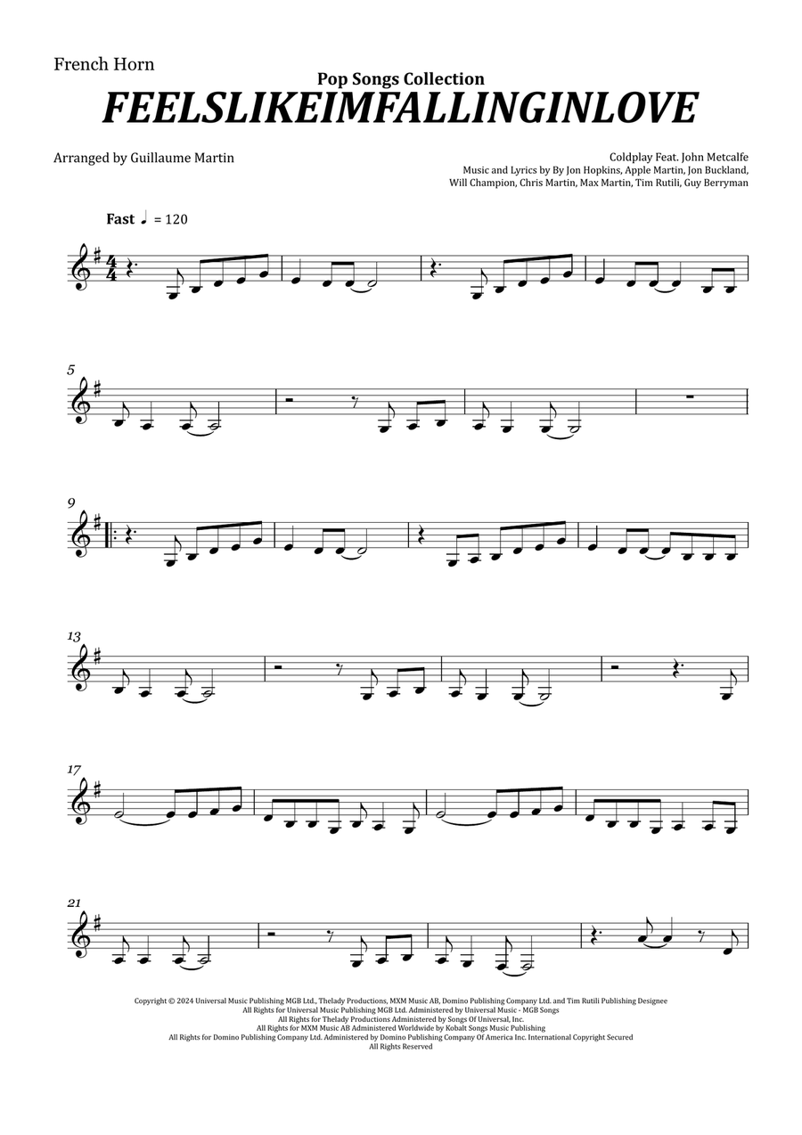 Feelslikeimfallinginlove Horn Solo scores gallery preview page 1