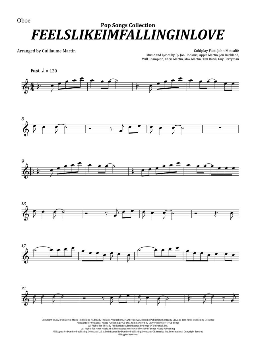 Feelslikeimfallinginlove Oboe Solo scores gallery preview page 1