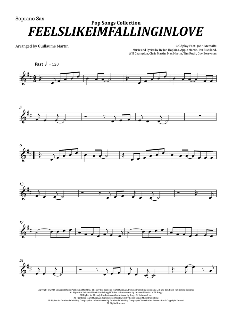 Feelslikeimfallinginlove Soprano Saxophone scores gallery preview page 1