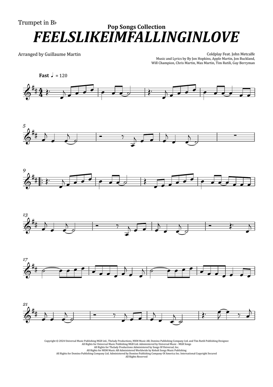 Feelslikeimfallinginlove B-Flat Trumpet scores gallery preview page 1