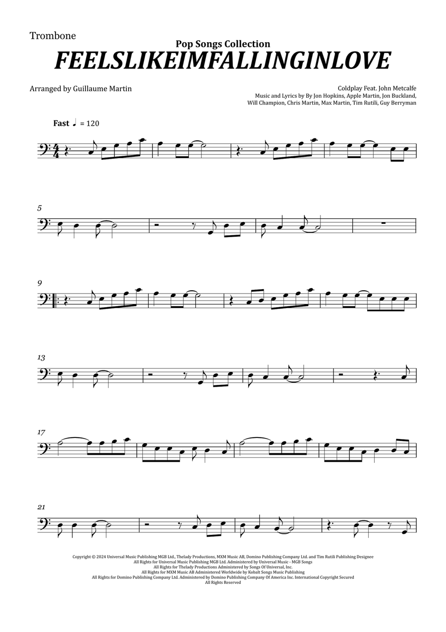 Feelslikeimfallinginlove Trombone Solo scores gallery preview page 1