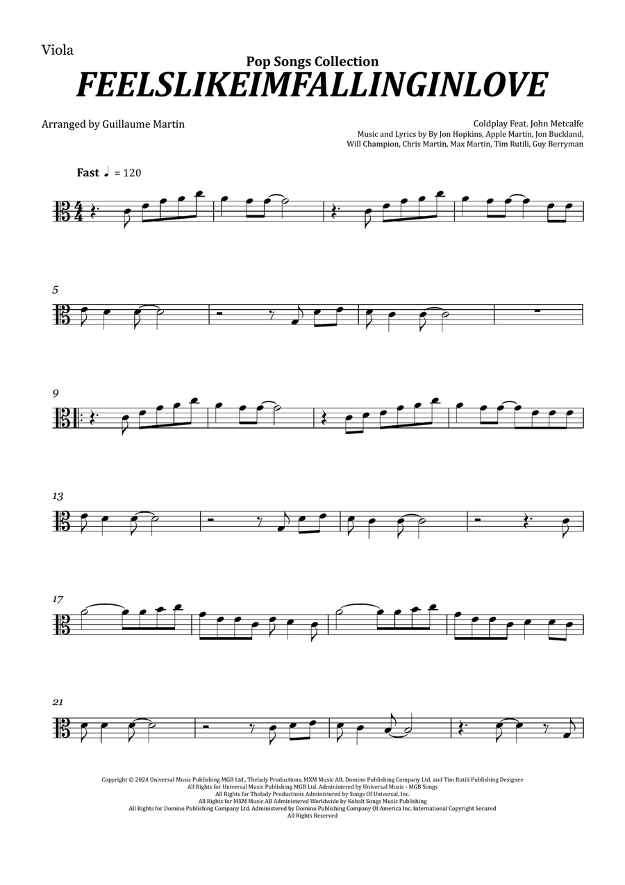 Feelslikeimfallinginlove Viola Solo scores gallery preview page 1