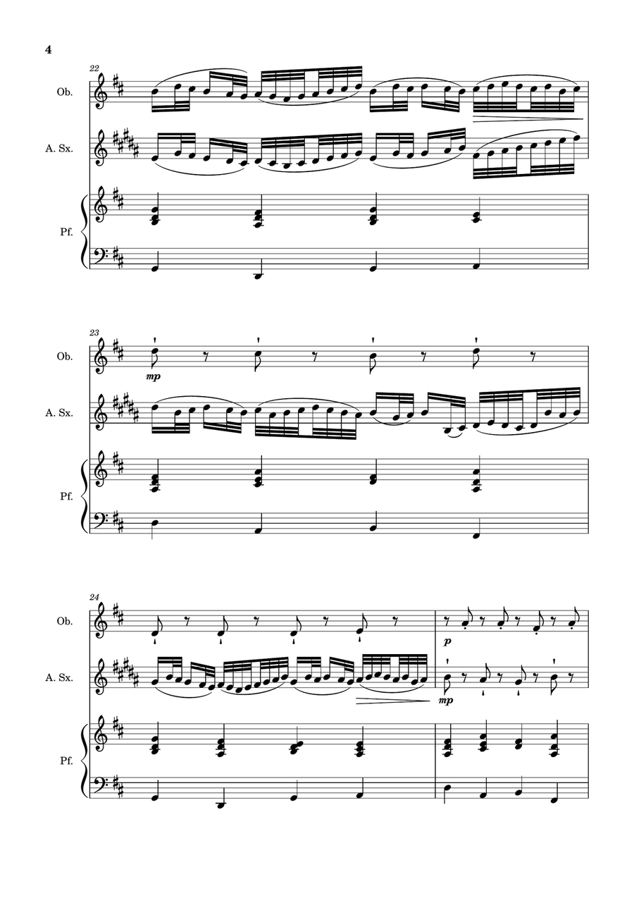 Canon in D Major, P.37; T.337. Oboe, A. Sax and Piano. Score and Parts Woodwind Duet scores gallery preview page 4