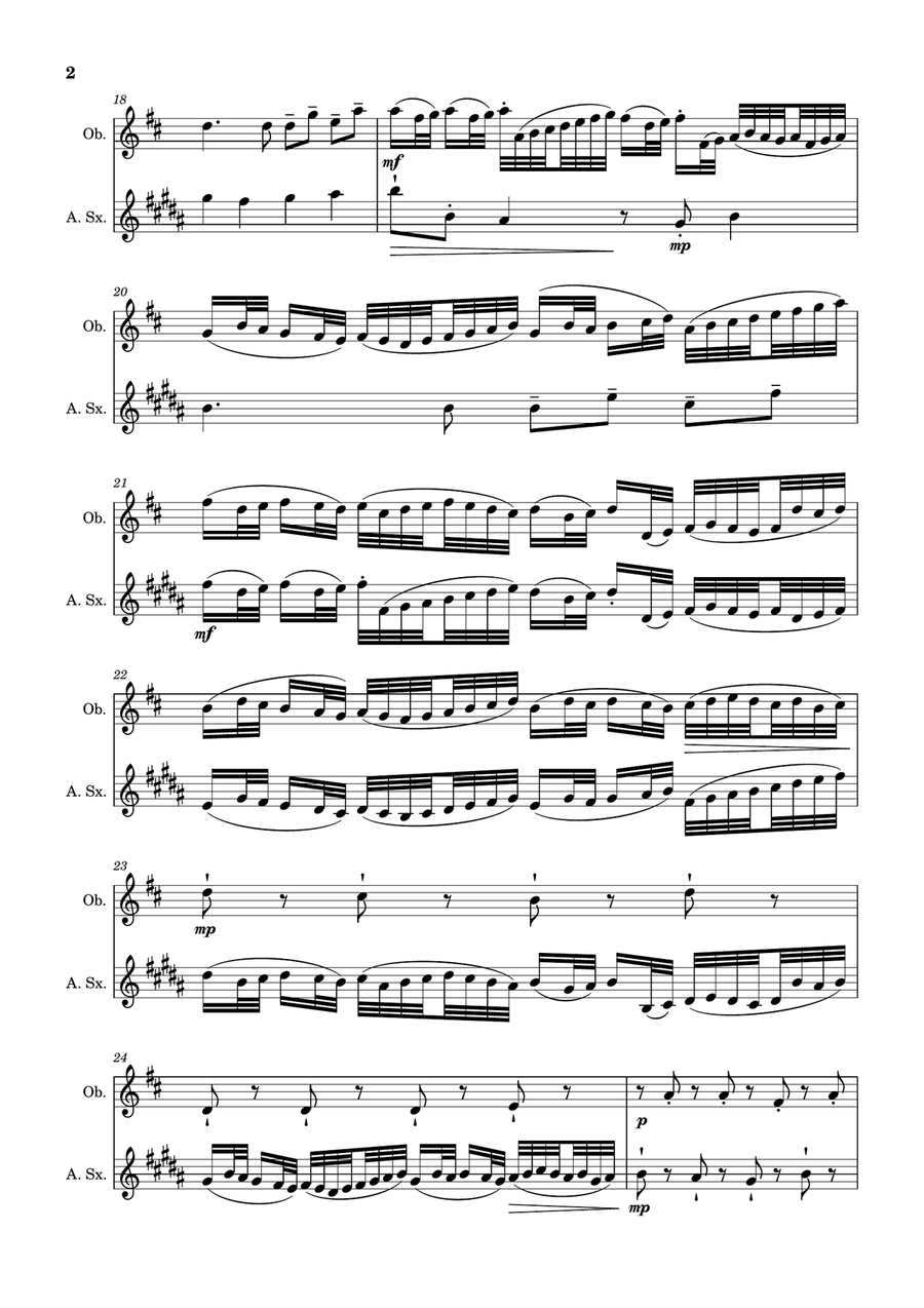 Canon in D Major, P.37; T.337. Oboe and A. Sax Woodwind Duet scores gallery preview page 2
