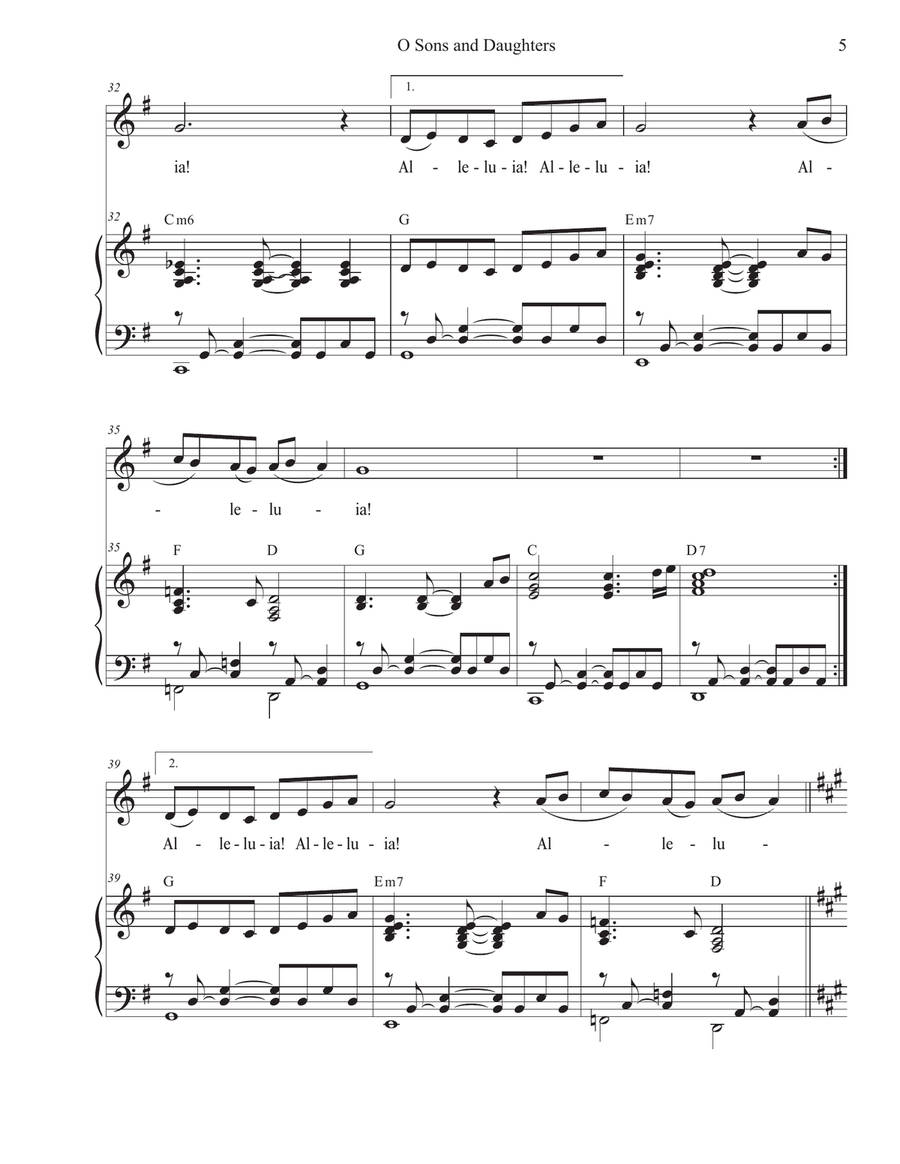 O Sons and Daughters (Unison choir) Unison Choir scores gallery preview page 5