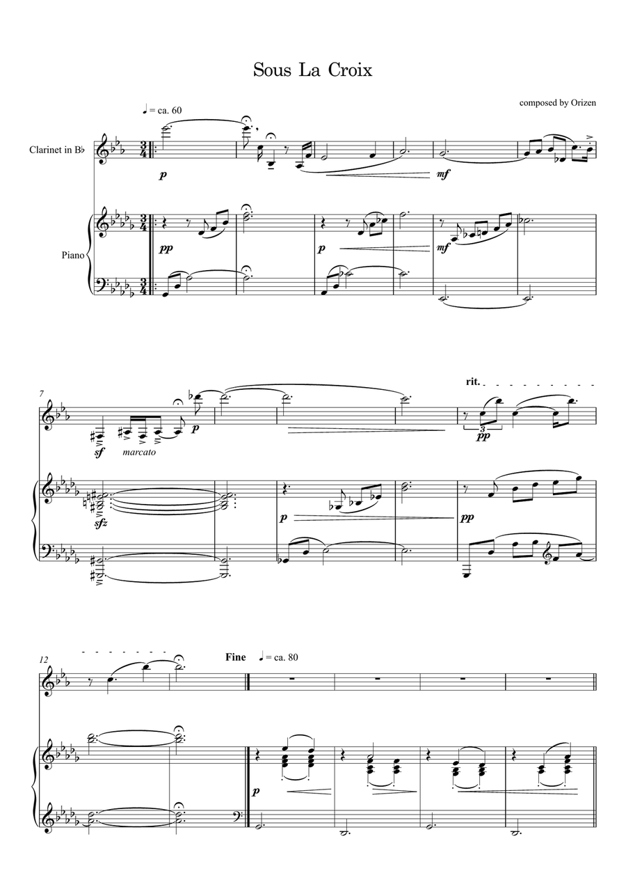 Under the Shadow of the Cross Clarinet Solo scores gallery preview page 1