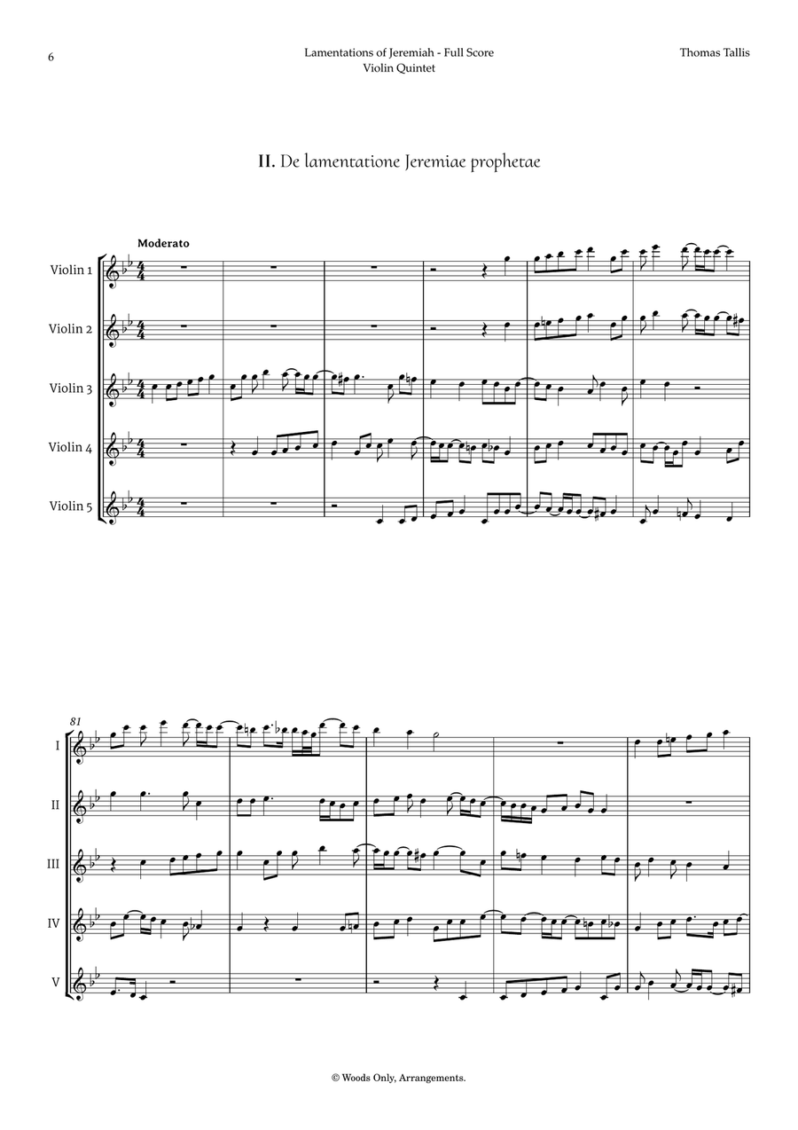 Lamentations of Jeremiah by Thomas Tallis for Violin Quintet String Quintet scores gallery preview page 6