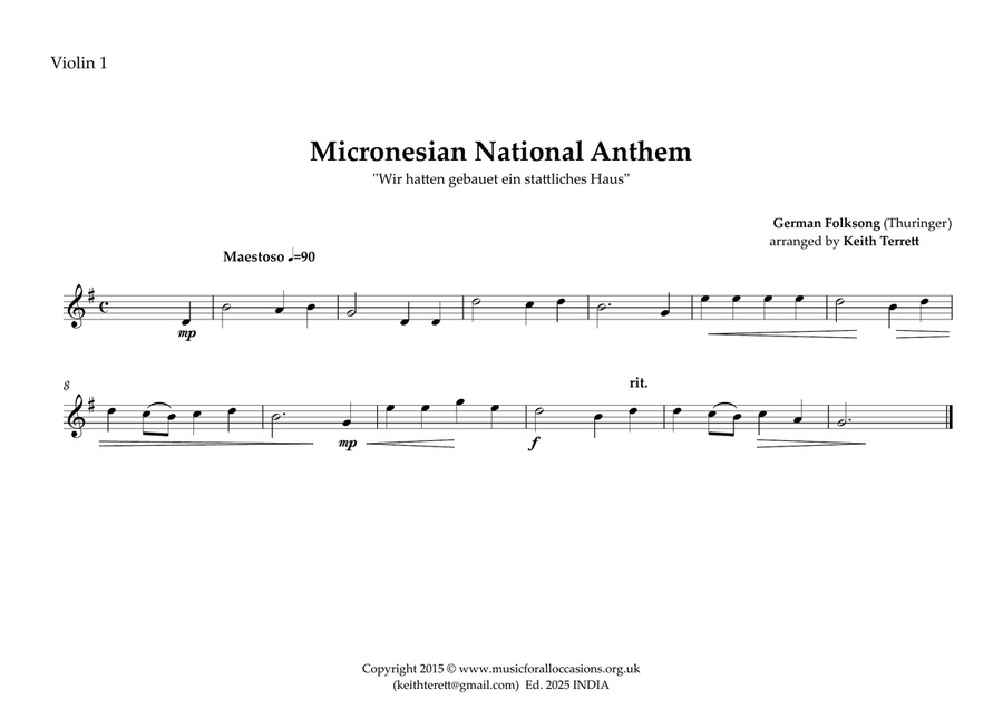 Micronesian National Anthem for String Orchestra String Orchestra scores gallery preview page 4