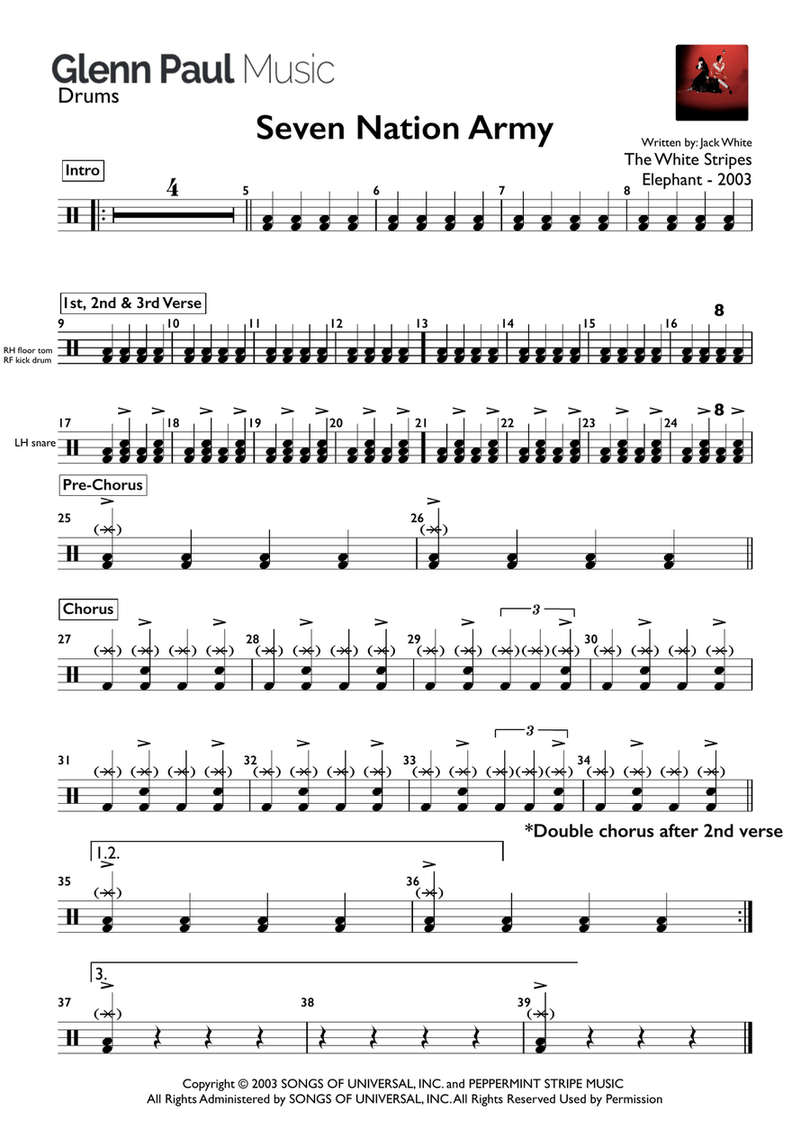Seven Nation Army Seven Nation Army Drum Set scores gallery preview page 1