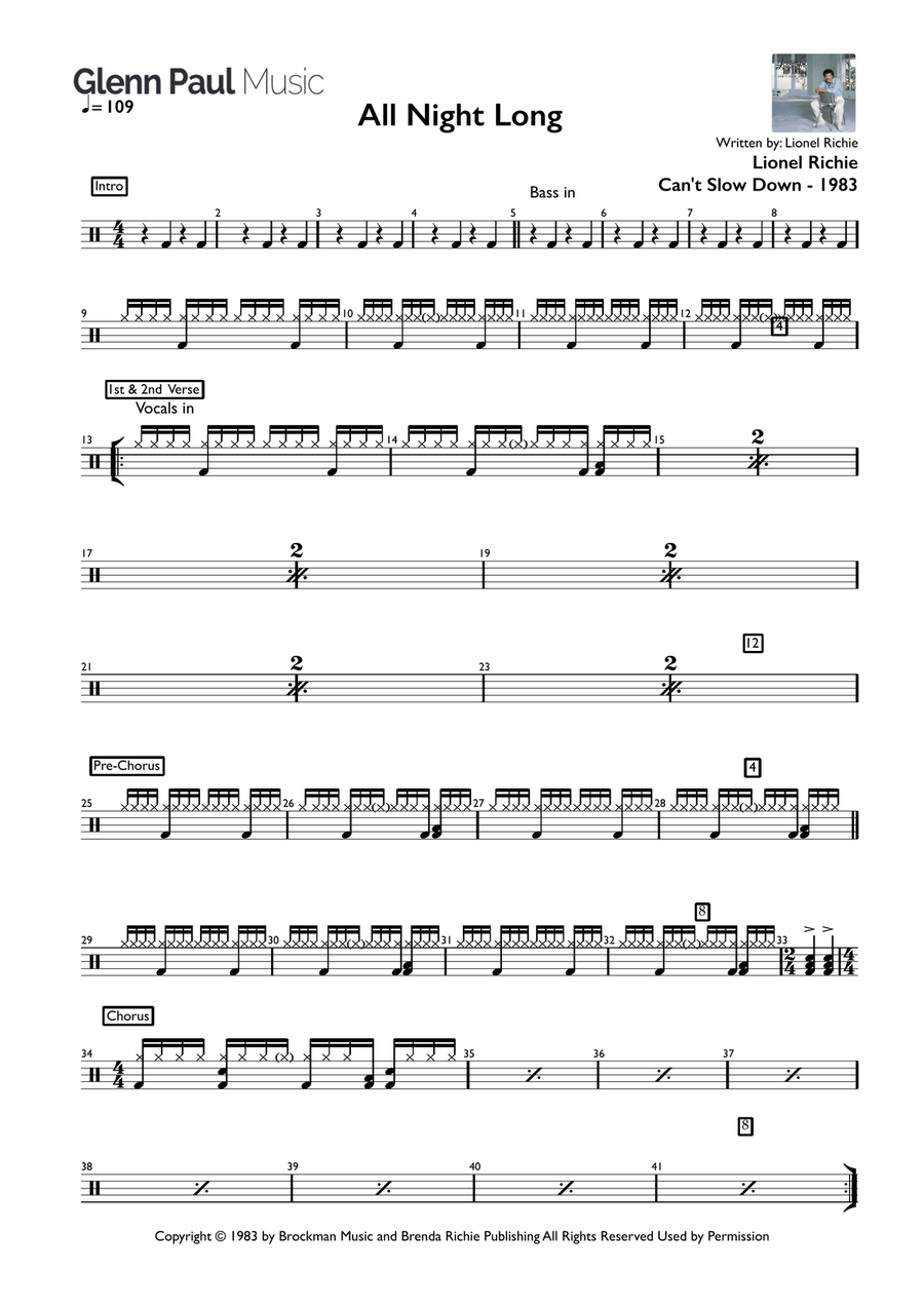 All Night Long (All Night) Drum Set scores gallery preview page 1